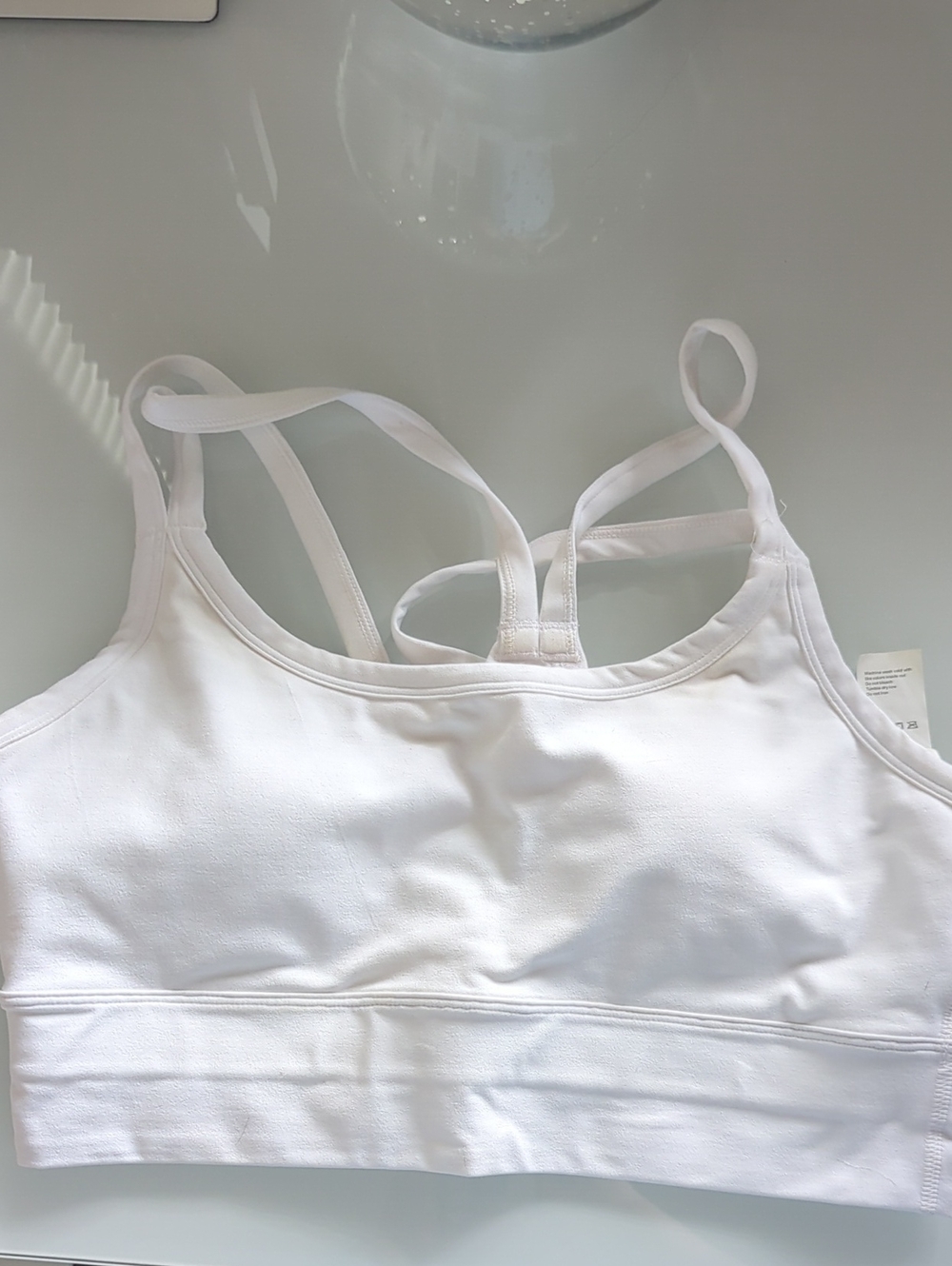 Fabletics White Double-Strap Sports Bra